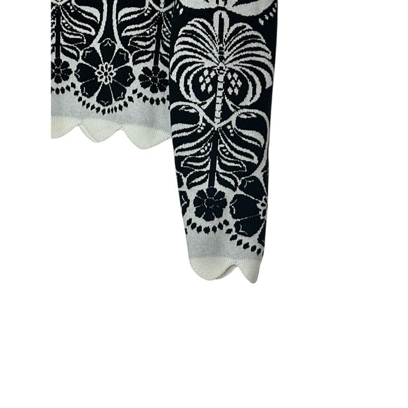 FARM rio Sweater Alnika Tropical Knit‎ Blouse Women's Médium Black Floral Crop - Picture 11 of 12
